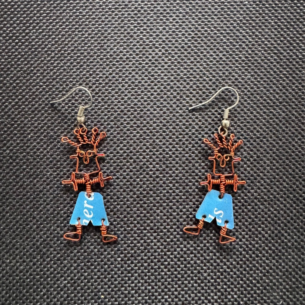 Unique Copper Wire Figure Earrings